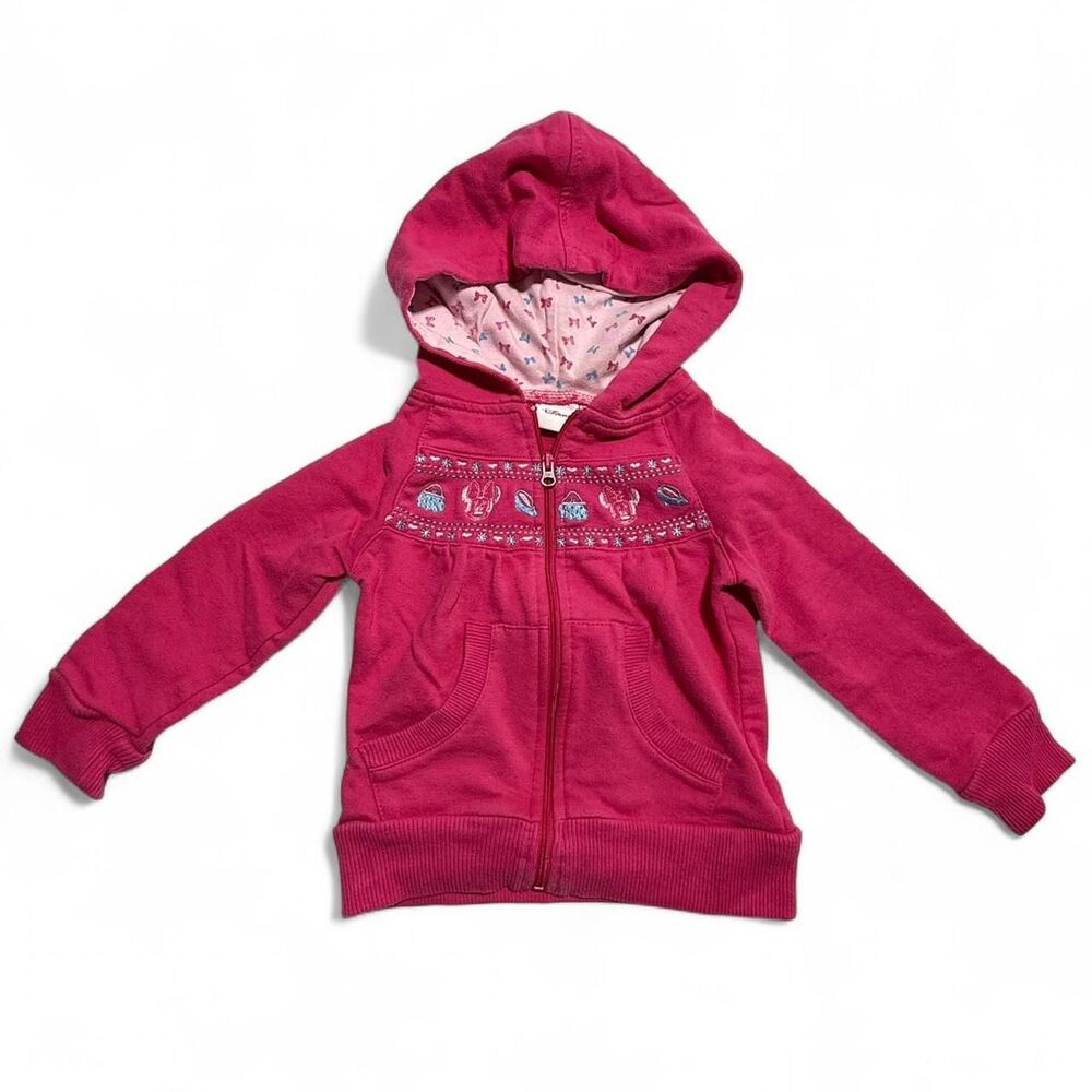 Disney Minnie Mouse Pink Embroidered Full-Zip Hoodie 3T